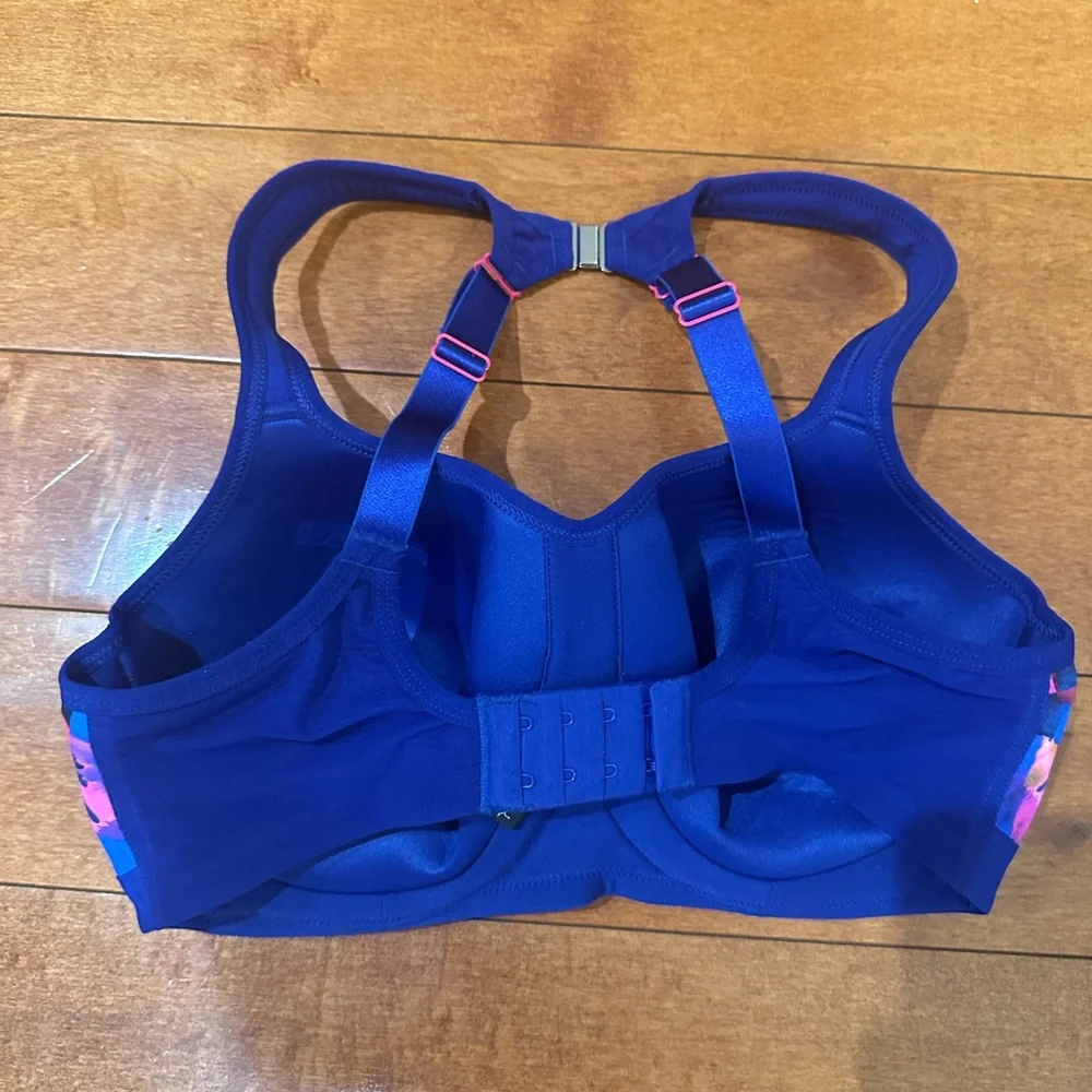 Panache Underwired Racerback High Impact Sport Bra Royal Blue Print 32E UK - Picture 7 of 9